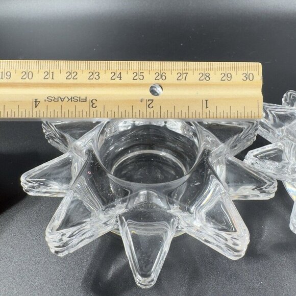 PartyLite Flaming Star Glass Tealight Candle Holder Clear Votive Set 2 Glass - Picture 5 of 11